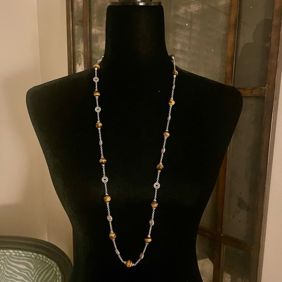 ANDREA CANDELA Sterling Silver Necklace with Tiger Eye Beads - Picture 4 of 9